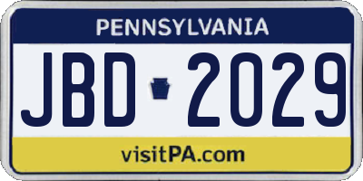 PA license plate JBD2029