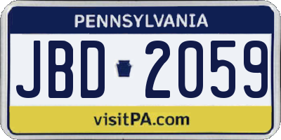 PA license plate JBD2059
