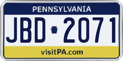PA license plate JBD2071