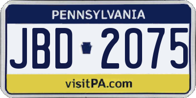 PA license plate JBD2075