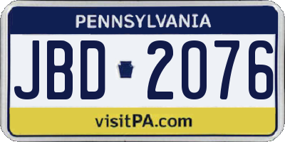 PA license plate JBD2076