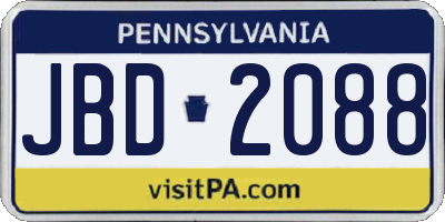 PA license plate JBD2088