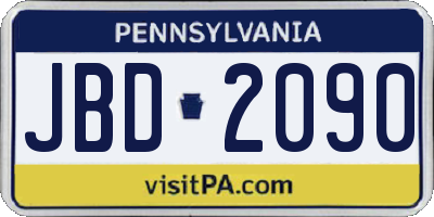 PA license plate JBD2090