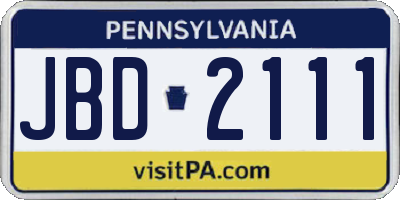 PA license plate JBD2111