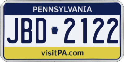 PA license plate JBD2122