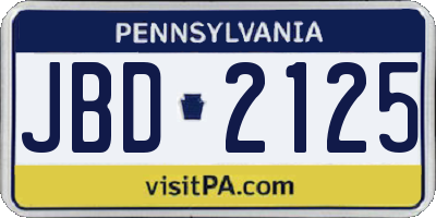 PA license plate JBD2125