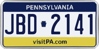 PA license plate JBD2141