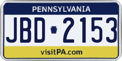 PA license plate JBD2153