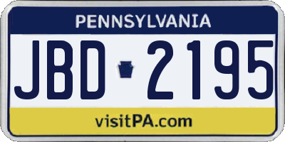 PA license plate JBD2195