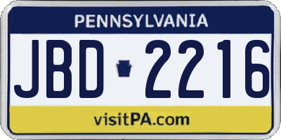 PA license plate JBD2216