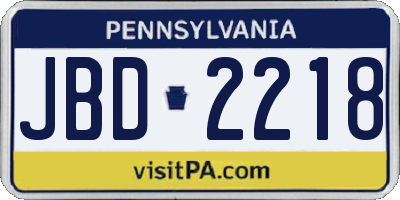 PA license plate JBD2218