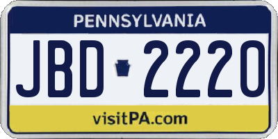 PA license plate JBD2220
