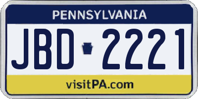 PA license plate JBD2221