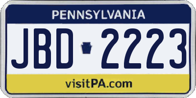 PA license plate JBD2223