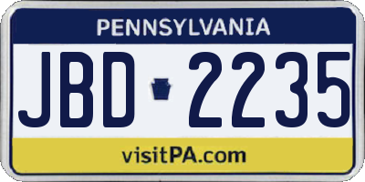 PA license plate JBD2235