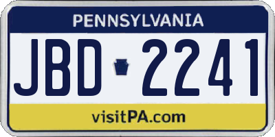 PA license plate JBD2241