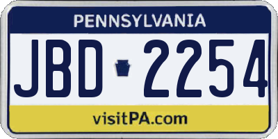 PA license plate JBD2254