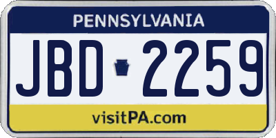 PA license plate JBD2259