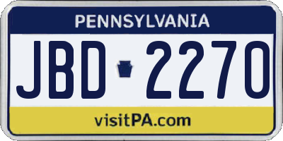 PA license plate JBD2270