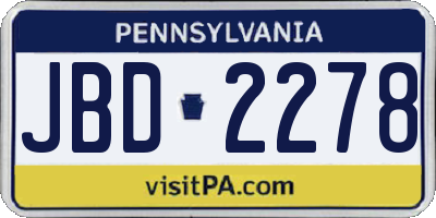 PA license plate JBD2278
