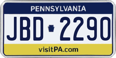 PA license plate JBD2290