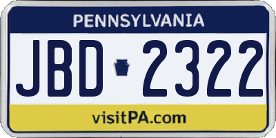 PA license plate JBD2322