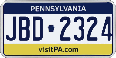 PA license plate JBD2324