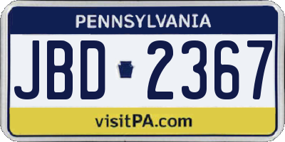PA license plate JBD2367