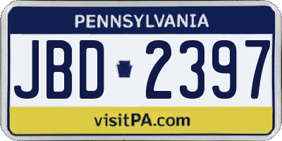 PA license plate JBD2397