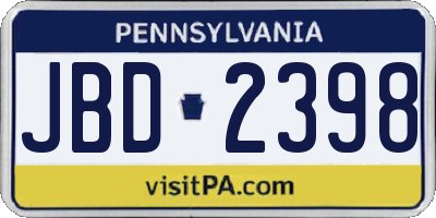 PA license plate JBD2398