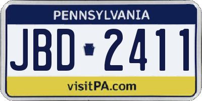 PA license plate JBD2411