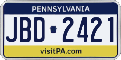 PA license plate JBD2421
