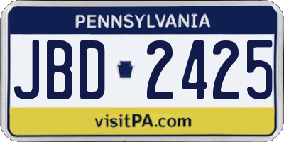 PA license plate JBD2425