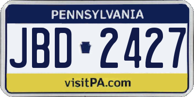 PA license plate JBD2427