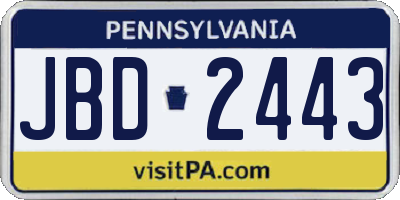 PA license plate JBD2443