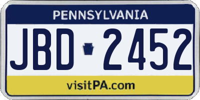 PA license plate JBD2452