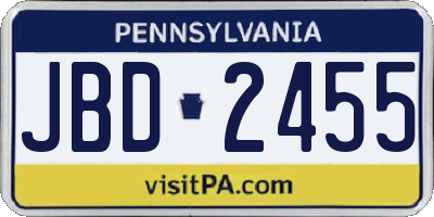 PA license plate JBD2455