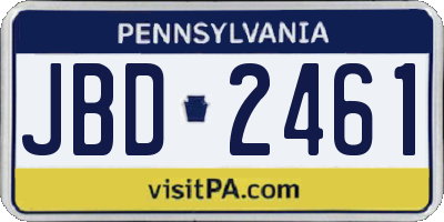PA license plate JBD2461
