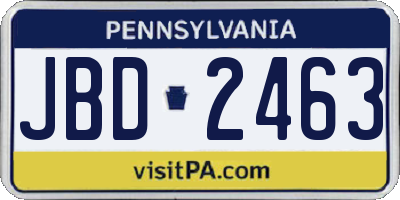 PA license plate JBD2463