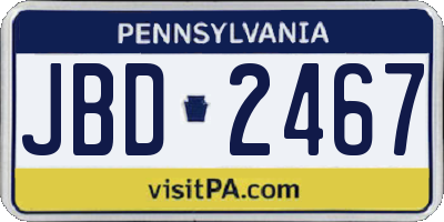 PA license plate JBD2467
