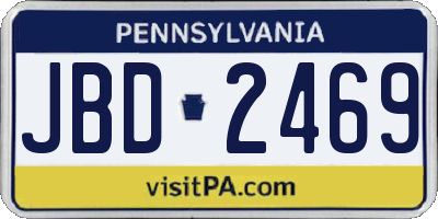PA license plate JBD2469