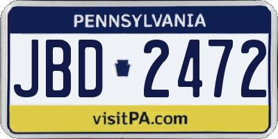 PA license plate JBD2472