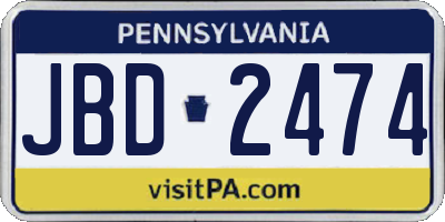 PA license plate JBD2474