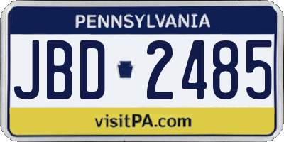 PA license plate JBD2485