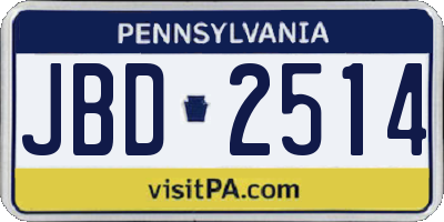 PA license plate JBD2514