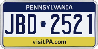 PA license plate JBD2521