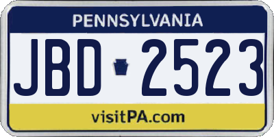 PA license plate JBD2523