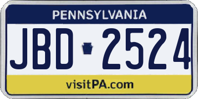 PA license plate JBD2524