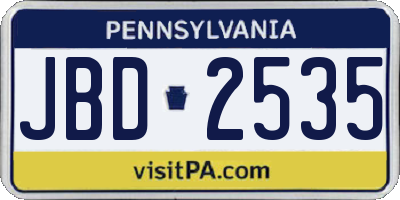 PA license plate JBD2535
