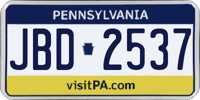 PA license plate JBD2537